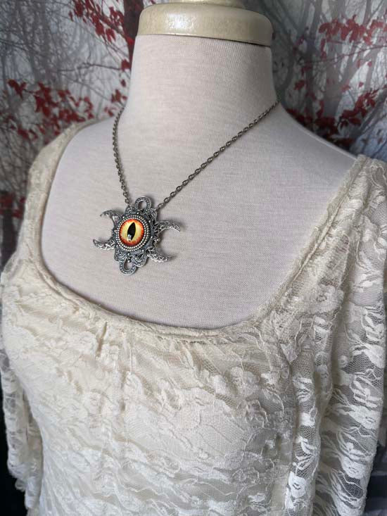 THE SEER Triple Moon Necklace - yellow-orange eye