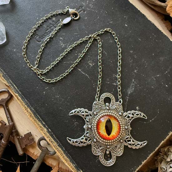 THE SEER Triple Moon Necklace - yellow-orange eye