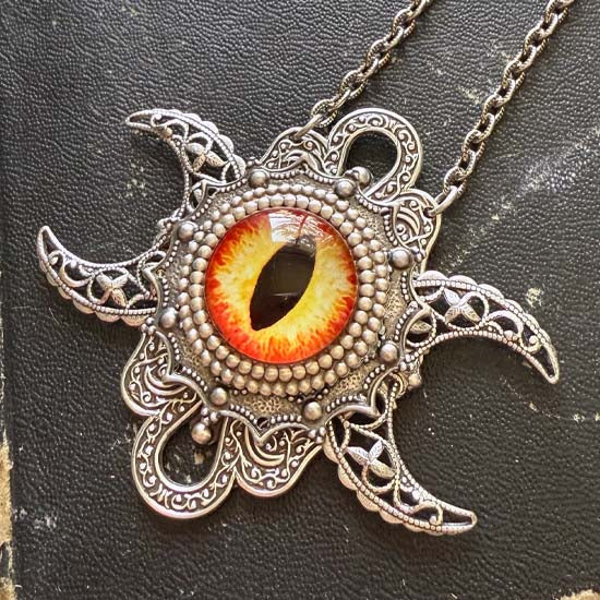 THE SEER Triple Moon Necklace - yellow-orange eye