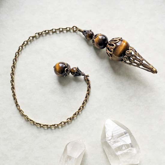 Tiger Eye Pendulum - Antique Brass