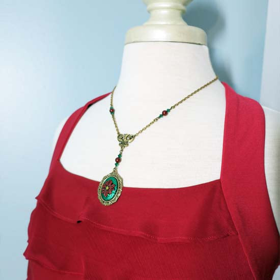 Traditional Christmas Poinsettia - Necklace