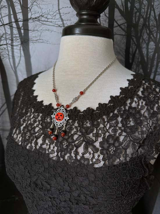 VICTORIAN HALLOWEEN Necklace - traditional orange