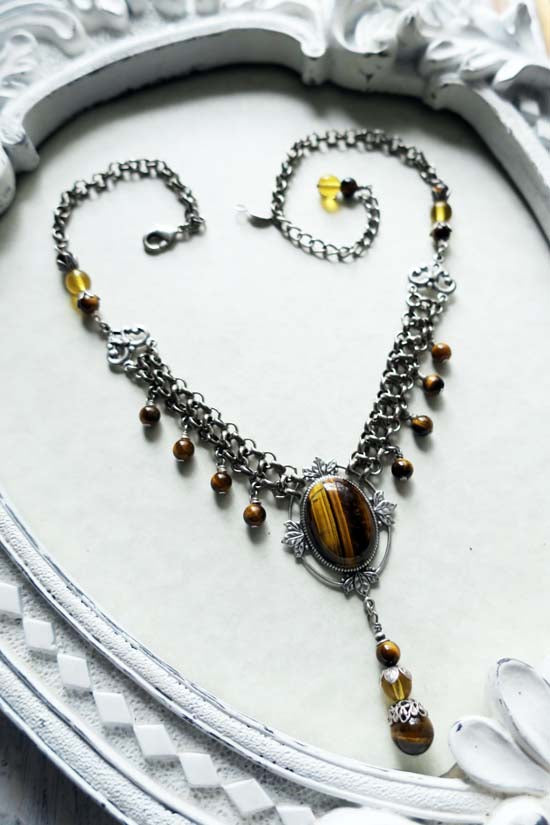 THE VISIONARY Statement Necklace with Tiger Eye stones