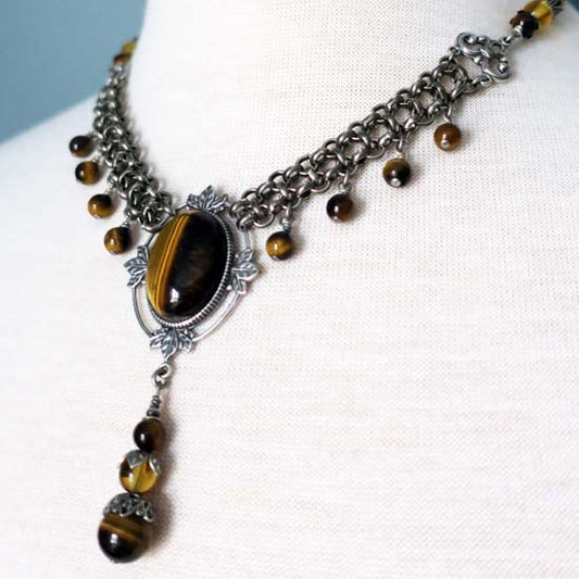 THE VISIONARY Statement Necklace with Tiger Eye stones