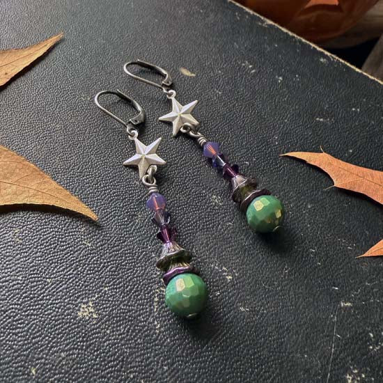 WITCH STAR earrings - antique silver