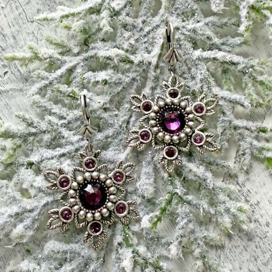 Flurries Collection - Amethyst Snow Earrings