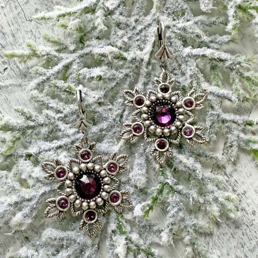 Flurries Collection - Amethyst Snow Earrings