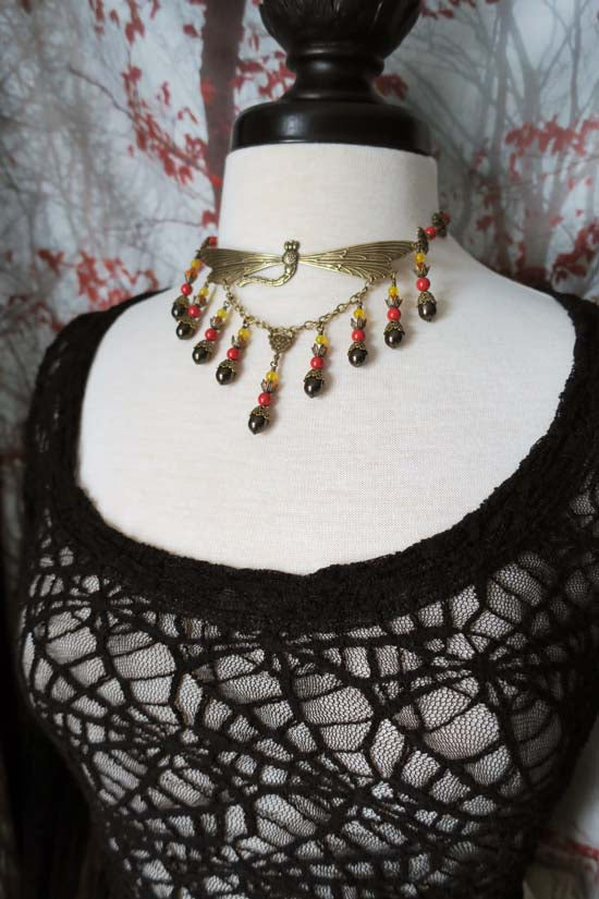 Autumn Harvest Dragonfly - Choker Style Necklace