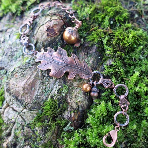 Autumn Oak Bracelet - aged copper w/ Copper Pearl