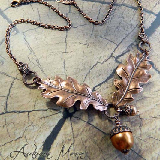 Autumn Oak Necklace - aged copper