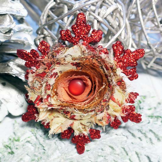 Autumn Frost - Red Snowflake Holiday Fascinator