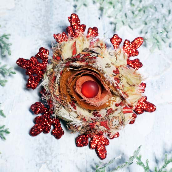 Autumn Frost - Red Snowflake Holiday Fascinator