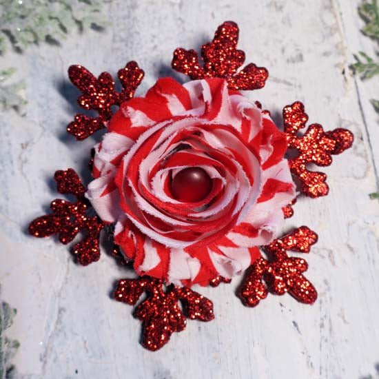 Candy Cane - Red Snowflake Holiday Fascinator