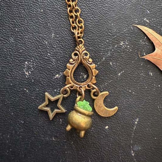 CASTING SPELLS Necklace - antique brass