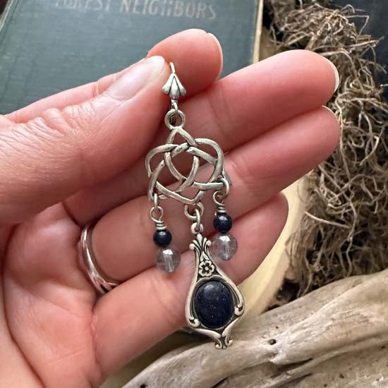 CELTIC DANGLES Earrings - Blue Goldstone