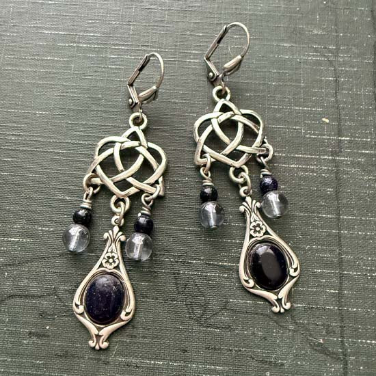 CELTIC DANGLES Earrings - Blue Goldstone