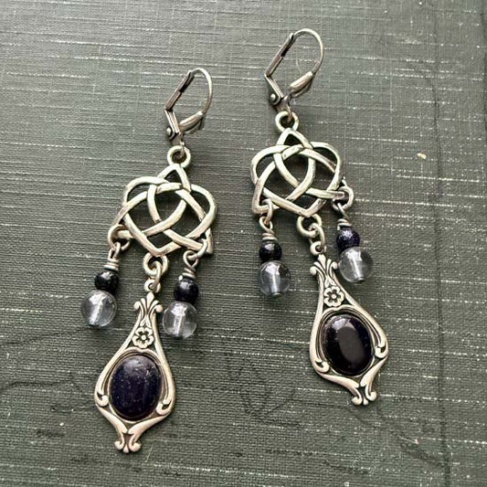 CELTIC DANGLES Earrings - Blue Goldstone
