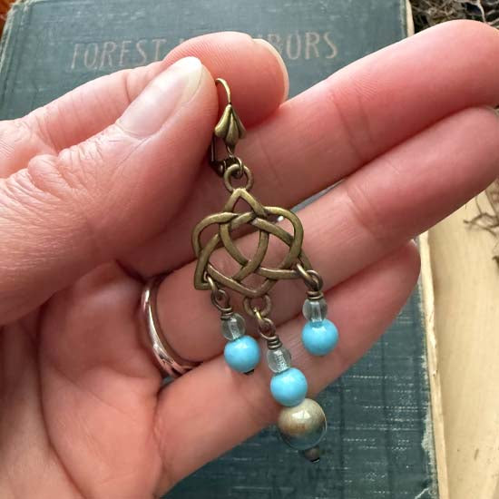 CELTIC DANGLES Earrings - Crystal and Ceramic Beads