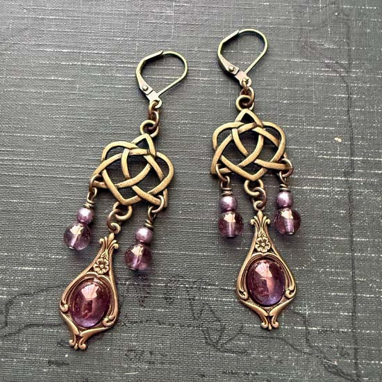 CELTIC DANGLES Earrings - Purple Luster