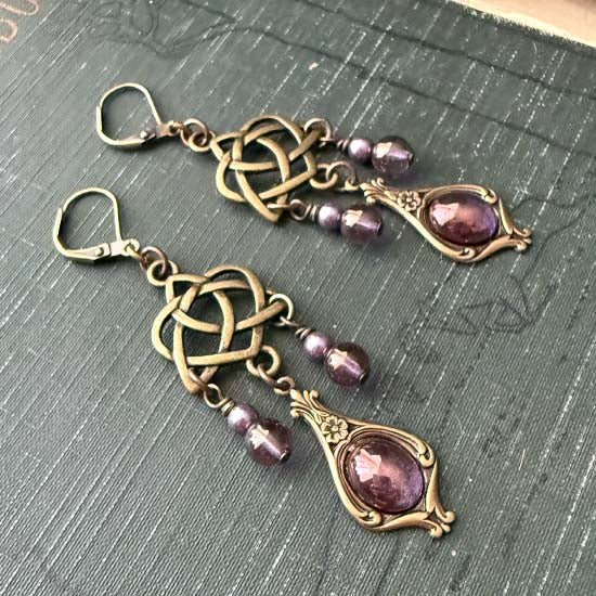 CELTIC DANGLES Earrings - Purple Luster