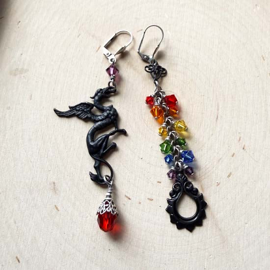 DRAGON FYRE  Earrings - rainbow style B