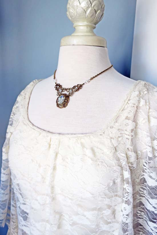 The Duchess Necklace - Antique Brass - Crystal Color Options Available