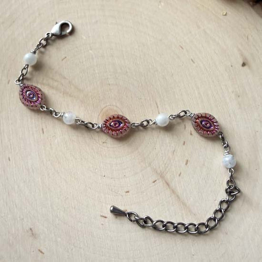 EVIL EYE Bracelet - Rainbow Moonstone