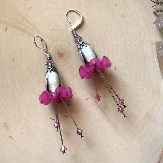 FAERIE HAT Earrings - fuchsia pink