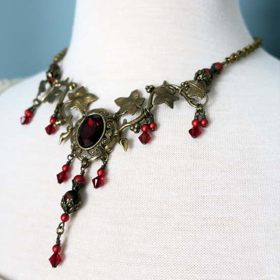 Fire Fae Necklace - aged brass -