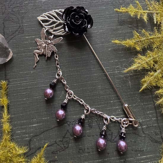 FLOWER FAIRY - Stick Pin - Black Rose