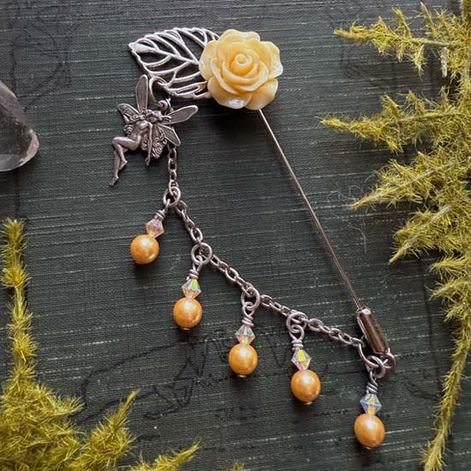 FLOWER FAIRY - Stick Pin - Ivory Rose