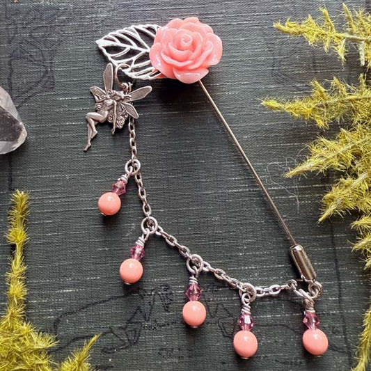 FLOWER FAIRY - Stick Pin - Pink Rose