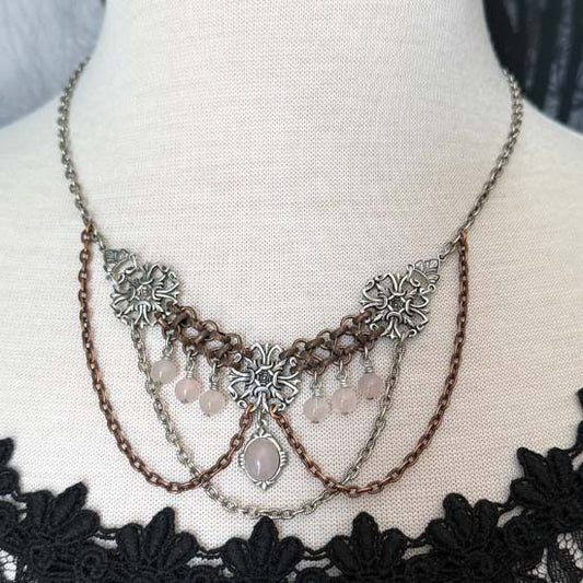 FREYA II - Necklace with Rose Quartz Stones