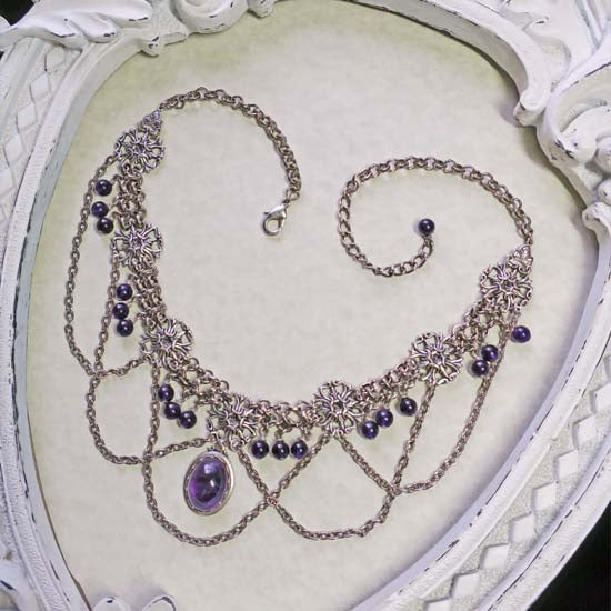 FREYA Statement Necklace with Amethyst Stones