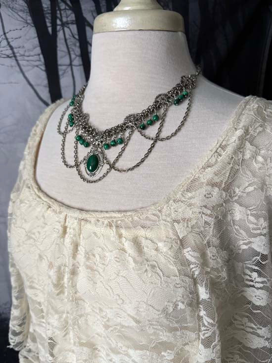 FREYA Statement Necklace with Malachite stones