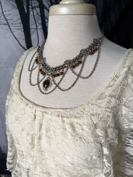 FREYA Statement Necklace with Tiger Eye stones