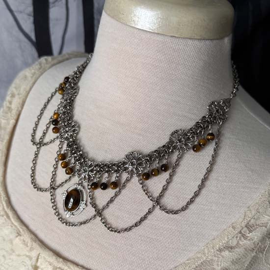 FREYA Statement Necklace with Tiger Eye stones