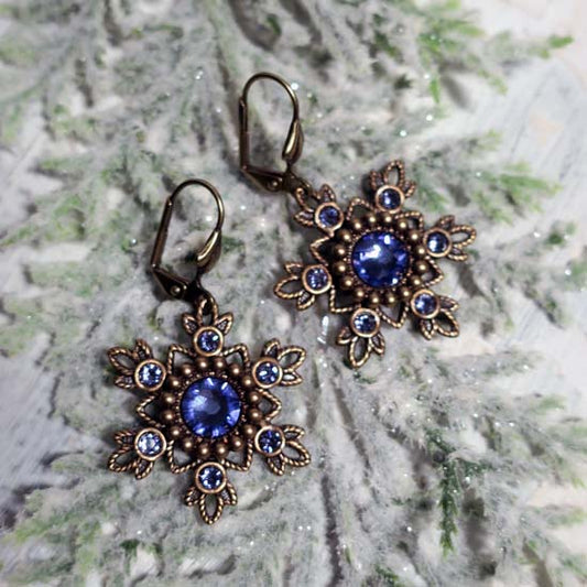 Flurries Collection - Frigid Earrings - Aged Brass