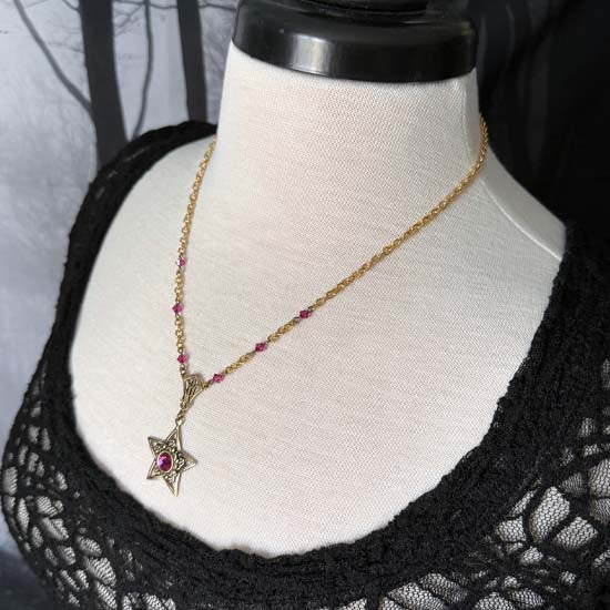 FUCHSIA STAR Necklace - antique brass
