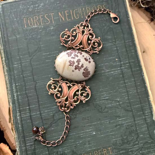 GEMSTONE STATEMENT Bracelet - antique copper w/Crazy Horse Stone