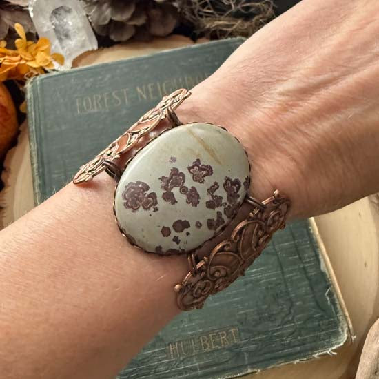 GEMSTONE STATEMENT Bracelet - antique copper w/Crazy Horse Agate