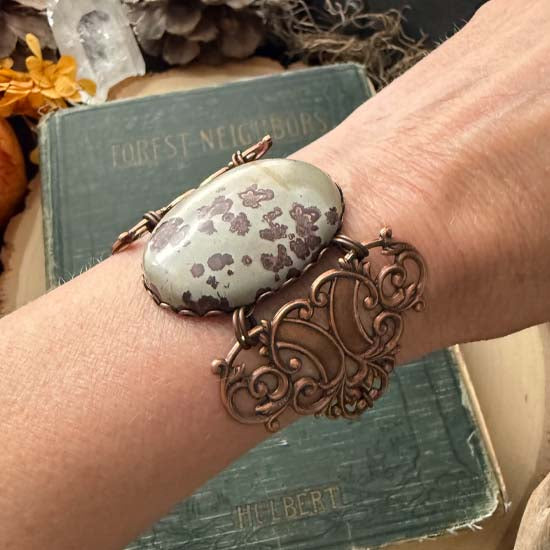 GEMSTONE STATEMENT Bracelet - antique copper w/Crazy Horse Agate