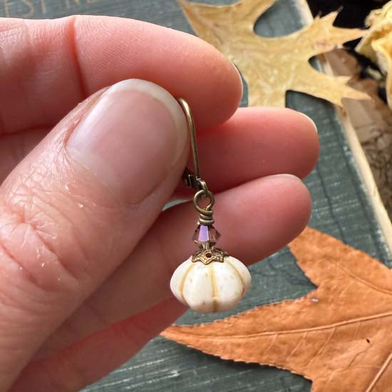 Ghostly Pumpkin Patch Earrings - antique brass
