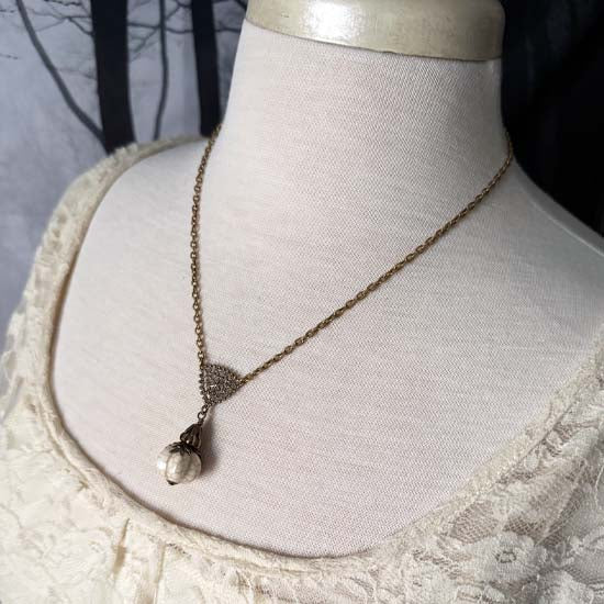 Ghostly Pumpkin Patch Necklace - antique brass