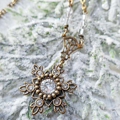 Flurries Collection - Glistening Snow Necklace - Aged Brass