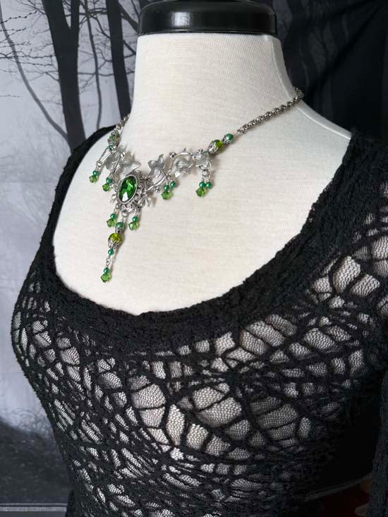 GREEN FAIRY Necklace - antique silver