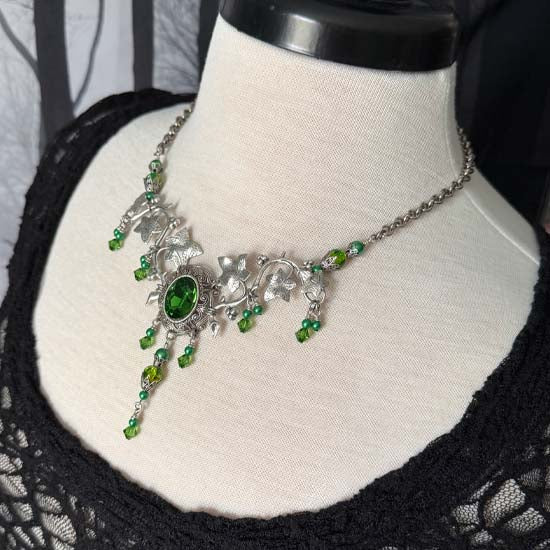GREEN FAIRY Necklace - antique silver