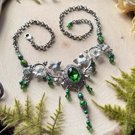 GREEN FAIRY Necklace - antique silver