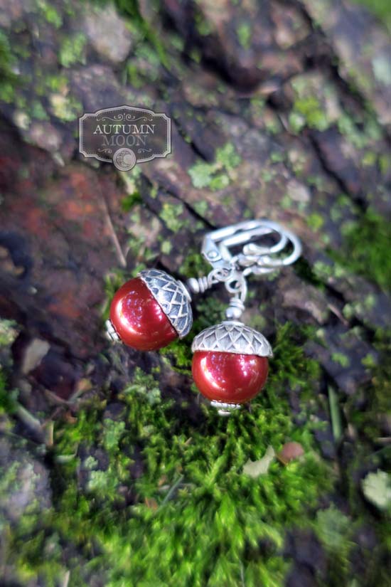 Harvest Oak Earrings - aged silver -