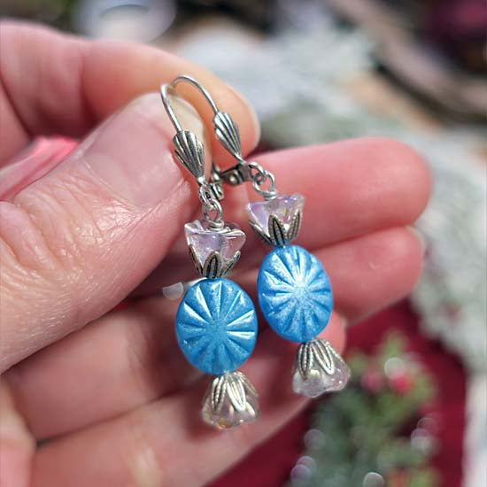 Old Fashioned Christmas Candy - Ice Blue Mint - Earrings